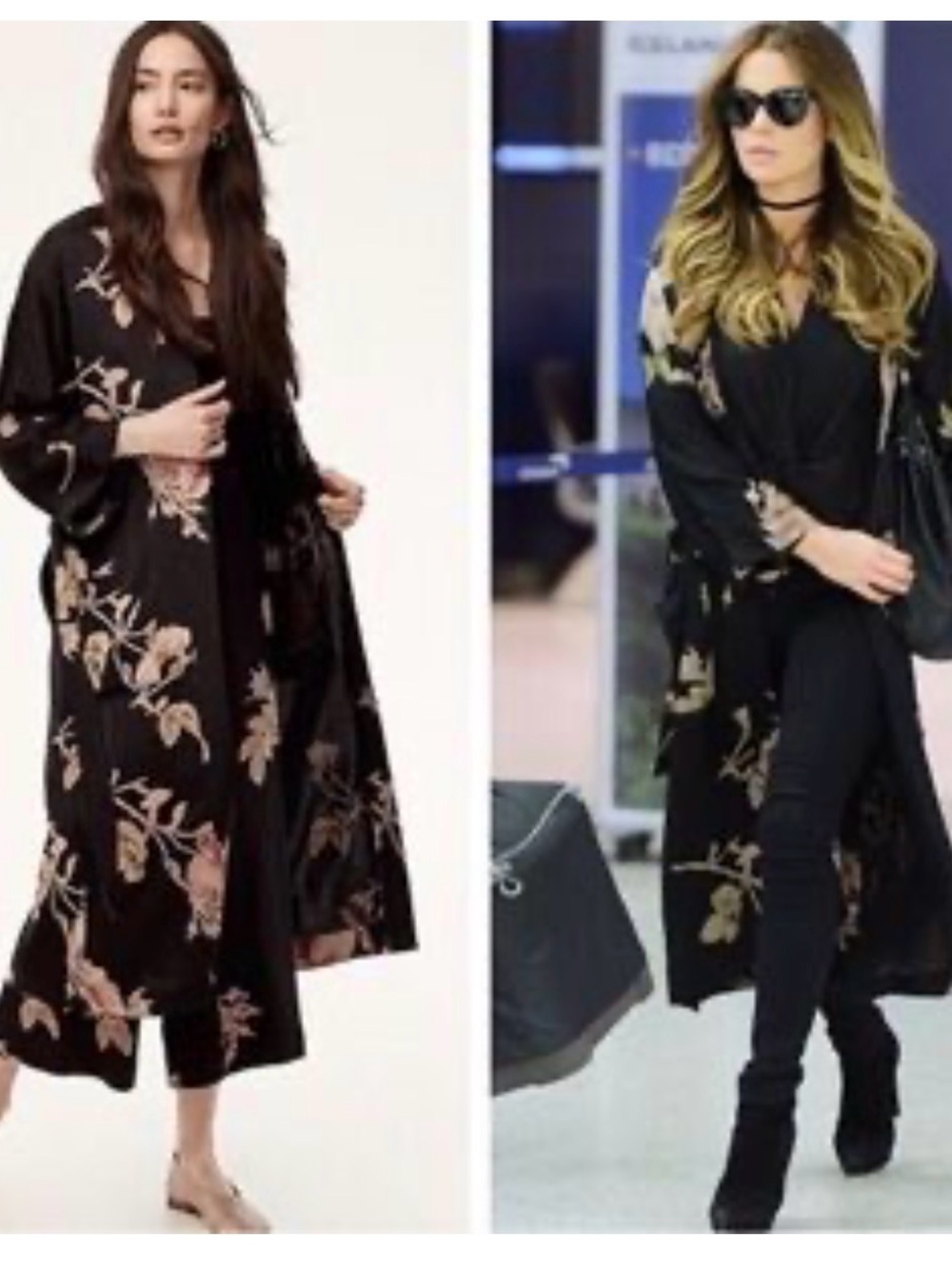 Wilfred Black “kahlo” Floral-Print Duster / kimono - sz small (no belt - as is)